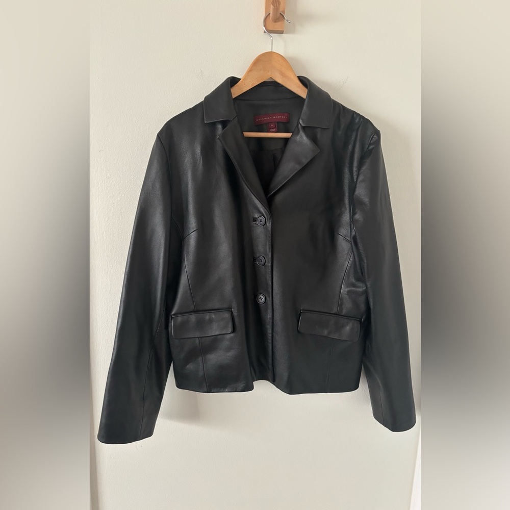 Margaret Godfrey Women’s 100% Leather Black Blazer Size XL